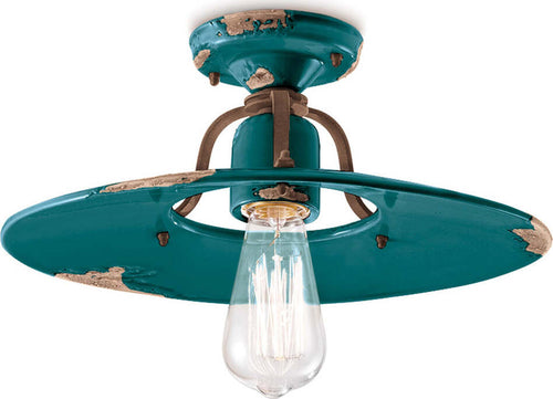 Plafoniera-Vintage-Country-Ferro-E-Ceramica-Verde-1-Luce-E27