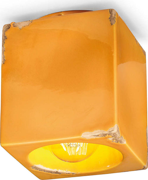 Plafoniera-Vintage-Cubo-Ceramica-Gialla-1-Luce-E27
