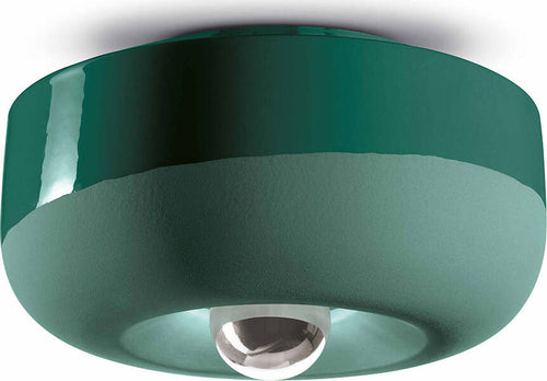 Plafoniera-Vintage-Decò-Bellota-Ceramica-Verde-Bottiglia-1-Luce-E27