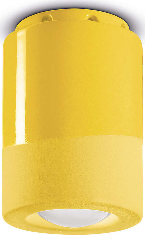 Plafoniera-Vintage-Decò-Pi-Ceramica-Giallo-Limone-1-Luce-E14