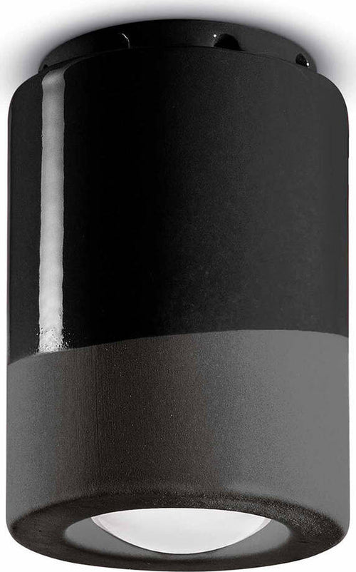 Plafoniera-Vintage-Decò-Pi-Ceramica-Nero-Carbone-1-Luce-E14