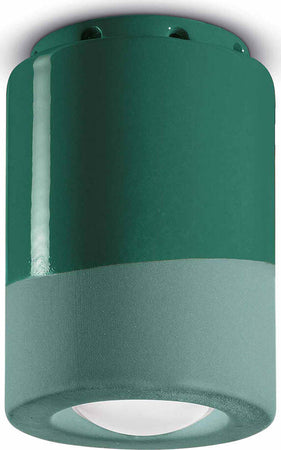 Plafoniera-Vintage-Decò-Pi-Ceramica-Verde-Bottiglia-1-Luce-E14