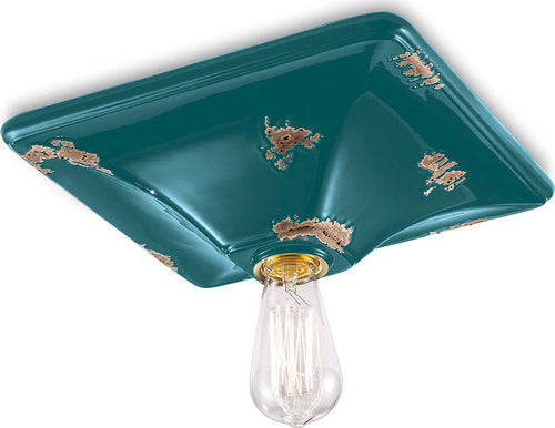 Plafoniera-Vintage-Quadrata-Grande-Ceramica-Verde-1-Luce-E27