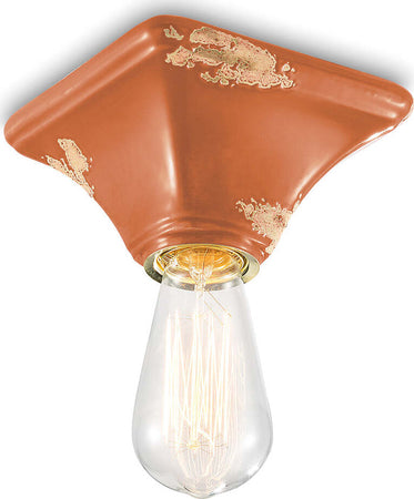 Plafoniera-Vintage-Quadrata-Piccola-Ceramica-Arancio-1-Luce-E27