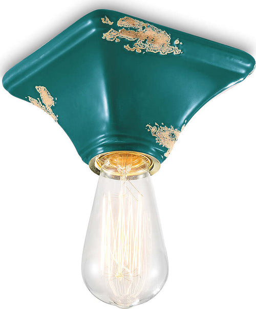 Plafoniera-Vintage-Quadrata-Piccola-Ceramica-Verde-1-Luce-E27
