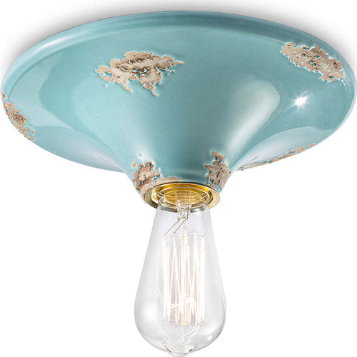 Plafoniera-Vintage-Tonda-Grande-Ceramica-Azzurra-1-Luce-E27