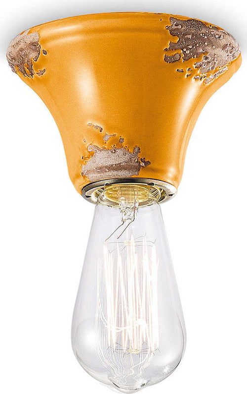 Plafoniera-Vintage-Tonda-Media-Ceramica-Gialla-1-Luce-E14