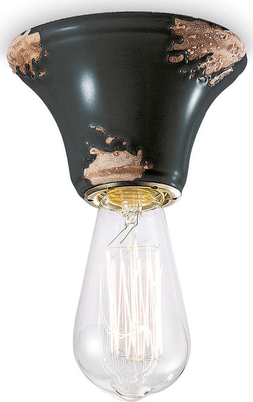 Plafoniera-Vintage-Tonda-Media-Ceramica-Nera-1-Luce-E14