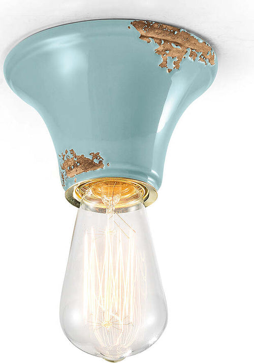 Plafoniera-Vintage-Tonda-Piccola-Ceramica-Azzurra-1-Luce-E27