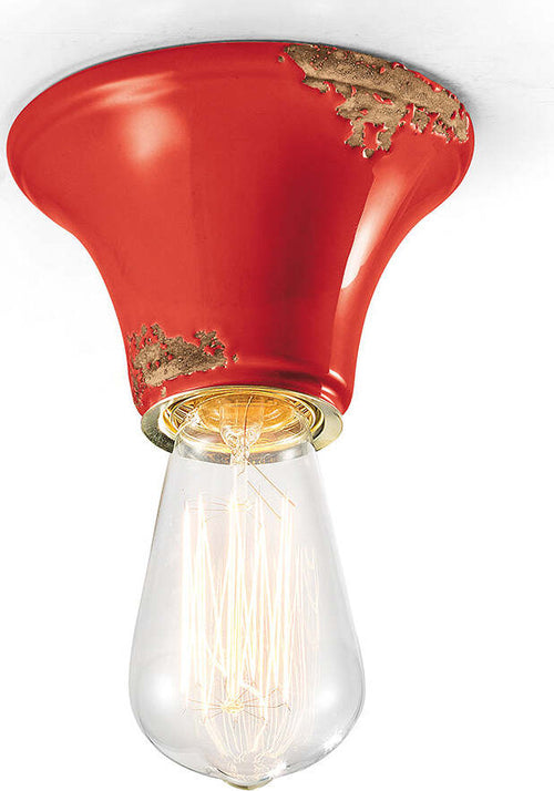 Plafoniera-Vintage-Tonda-Piccola-Ceramica-Rossa-1-Luce-E27