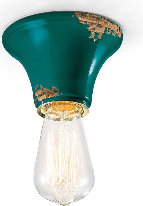 Plafoniera-Vintage-Tonda-Piccola-Ceramica-Verde-1-Luce-E27