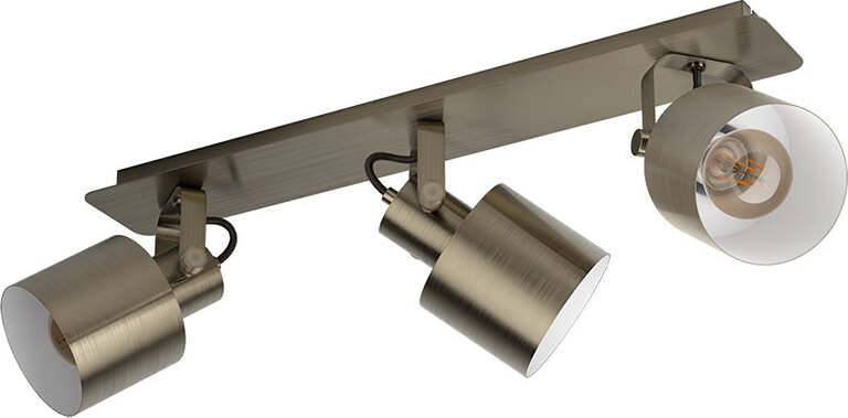Plafoniera/Spot-Moderna-Sud-3-Luci-Acciaio-Oro-E-Bianco