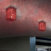 Plafoniere---Lampade-Da-Soffitto-Classico-Cubo-Metallo-Rosso-E-Cristallo-7-Luci