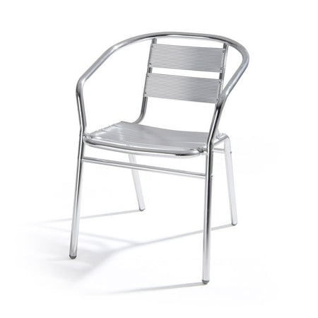 Poltrona in alluminio con braccioli impilabile da bar e ristoranti h 74 cm