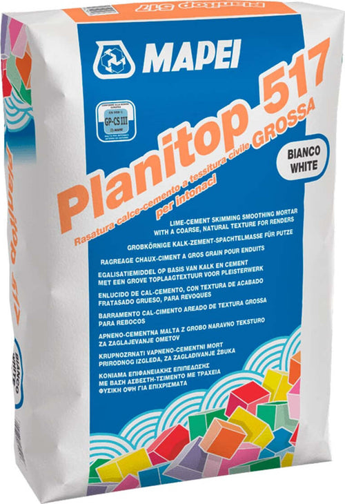 PLANITOP-517-KG.25-bianco-Rasatura-calce-cemento-a-tessitura-civile-grossa-per-intonaci