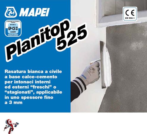 PLANITOP-525-KG.25-bianco-Rasatura-bianca-a-civile-a-base-di-calce-cemento-per-intonaci-interni-ed-esterni