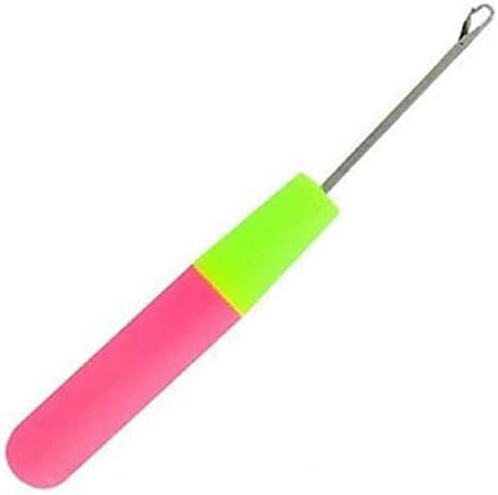 PLASTIC HAIR PULLER (PINK/GREEN COLOR CROCHET) PER CAPELLI .