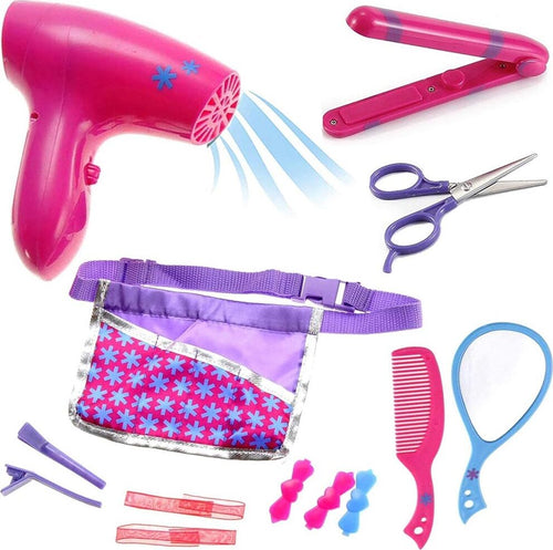 Playset-Beauty-Parrucchiera-Giocattolo-Bambini-Piastra-Phon-e-Accessori-Capelli