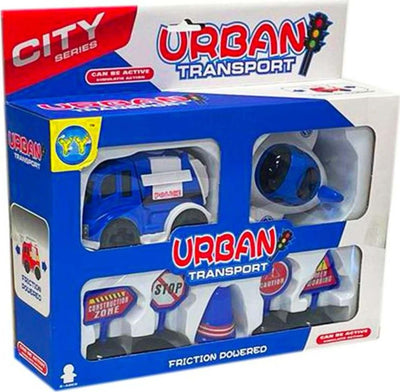 Playset-Gioco-Trasporto-Urbano-Vita-In-Città-Polizia-Veicoli-Segnali-Stradale