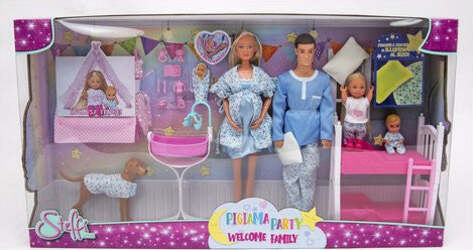 Playset-Simba-105733552009-STEFFI-LOVE-Pigiama-Party-Welcome-Family