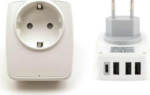 Plug Adattatore con 3usb + Type-C 3.4A caricabatterie USB type A / C presa europea spina italiana Singola USB Max 3.0A