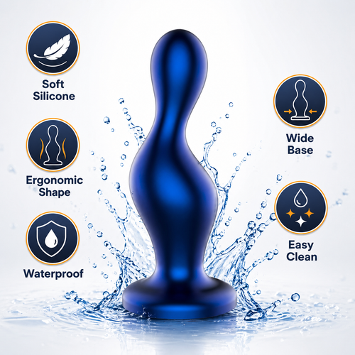 Plug Anale vibrante The Hitter blu stimolatore ano prostata 10 funzioni silicone