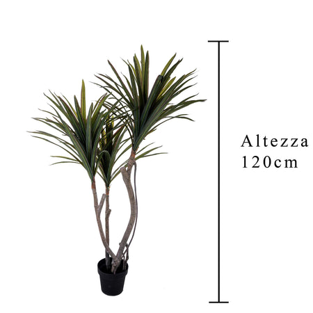 Pianta artificiale moderna Dracena Marginata in materiale sintetico da h 120 cm