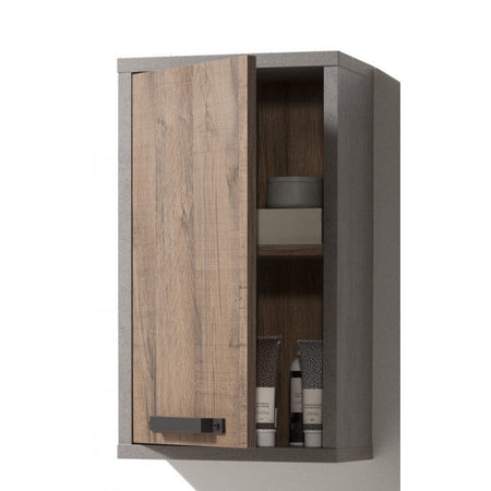 Pensile da Bagno Industrial Rovere e Cemento con 1 anta h 69 cm