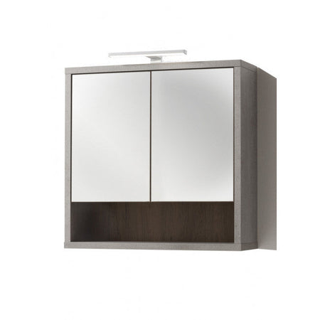 Specchiera da Bagno "Industrial" mobile sospeso con 2 ante specchiate e faretto e LED