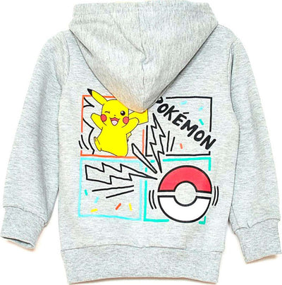 Pokemon-Felpa-Bambino-Grigia-Con-Cappuccio-E-Stampa-Multicolore-Felpa-Ufficiale-Nintendo-Interno-Felpato