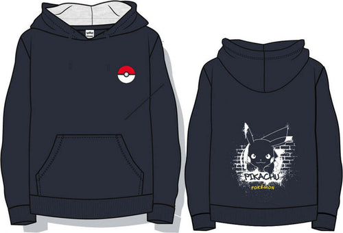 Pokemon-Felpa-Bambino-Grigia-Con-Cappuccio-E-Stampa-Multicolore-Felpa-Ufficiale-Nintendo-Interno-Felpato