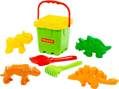 Polesie-Set-Da-Spiaggia-Con-Secchiello-Paletta-Rastrello-E-Formine-Verde