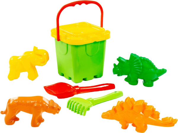 Polesie-Set-Da-Spiaggia-Con-Secchiello-Paletta-Rastrello-E-Formine-Verde