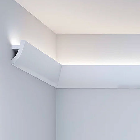 *STOCK FOLLI* Pacco da 22 metri lineari di Profilo Cornice per LED in Polimeri Bianco RAL 9016 verniciabile 74X36mm