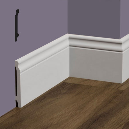 Bancali da 72ml di Battiscopa DUCALE in POLIMERI FeelingWood-HD 120x15mm - BIANCO - Eternal Parquet