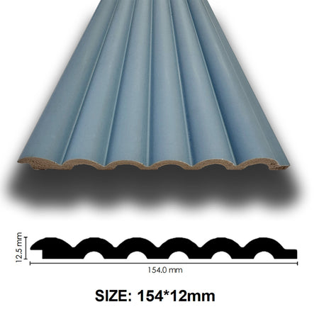 Asta intera 12x154x2800mm di Rivestimento Parete Boiserie cannettato Lamelli tondi eff. Touch SOFT AZURE