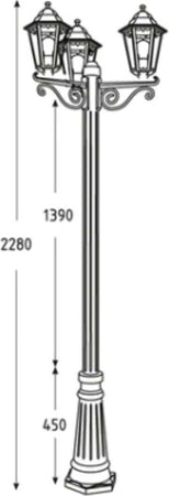 Poliplast-Lampione-Con-3-Lanterne-Susanna