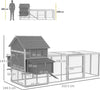 Pollaio-da-Giardino-con-Casetta-per-Galline,-Rampa-e-Area-Aperta,-310.5x149.5x149cm,-Grigio-LS9D51-150V01GYLS9