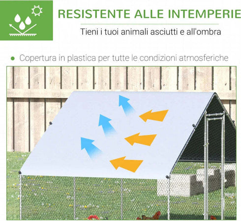 Pollaio-da-Giardino-con-Telaio-Zincato,-Copertura-Impermeabile-e-Rete-Esagonale,-3x2x2m,-Argento-UJ5D51-277UJ5