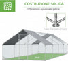 Pollaio-da-Giardino-con-Telaio-Zincato,-Copertura-Impermeabile-e-Rete-Esagonale,-3x8x2m,-Argento-KI9D51-277V03KI9