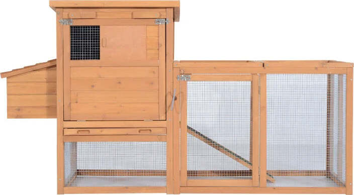 Pollaio-da-Giardino-Gabbie-per-Galline-da-Esterno-con-Zona-di-Corsa-e-Nido-in-Legno-190×81×103cm-JK5663-1481JK5