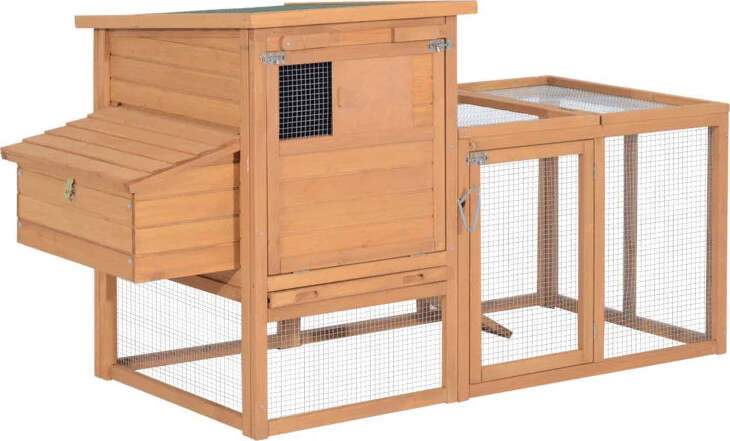 Pollaio-da-Giardino-Gabbie-per-Galline-da-Esterno-con-Zona-di-Corsa-e-Nido-in-Legno-190×81×103cm-JK5663-1481JK5