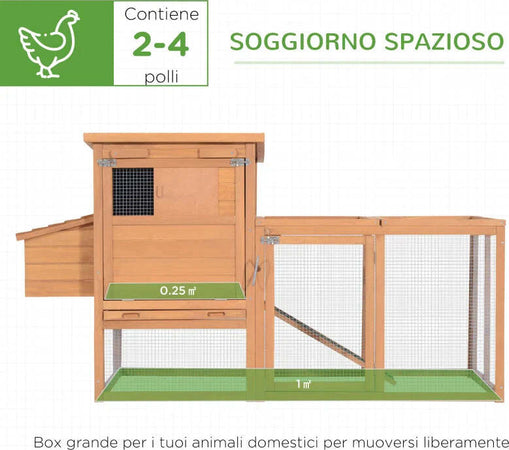 Pollaio-da-Giardino-Gabbie-per-Galline-da-Esterno-con-Zona-di-Corsa-e-Nido-in-Legno-190×81×103cm-JK5663-1481JK5