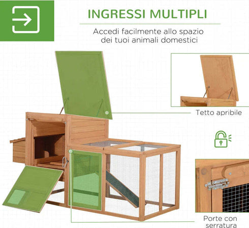 Pollaio-da-Giardino-Gabbie-per-Galline-da-Esterno-con-Zona-di-Corsa-e-Nido-in-Legno-190×81×103cm-JK5663-1481JK5