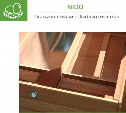 Pollaio-da-Giardino-Gabbie-per-Galline-da-Esterno-con-Zona-di-Corsa-e-Nido-in-Legno-190×81×103cm-JK5663-1481JK5