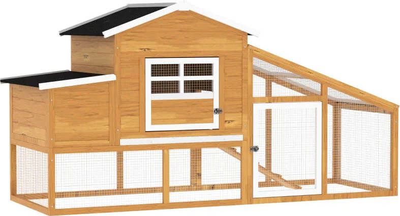 Pollaio-per-Galline-Ovaiole-da-Esterno-con-Zona-di-Corsa,-Pollaio-per-Galline-da-Esterno-con-Zona-di-Nidificazione-e-Vassoio-Estraibile-da-Giardino-in-Legno,-200x80x105-cm-RF3D51-100RF3