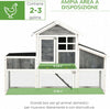 Pollaio-Prefabbricato-in-Legno-con-Area-Aperta,-Casetta-e-Nido,-161.5x62.5x115cm,-Grigio-MJ4D51-361V00GYMJ4