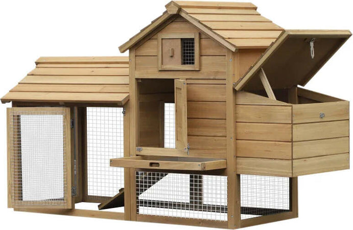 Pollaio-Prefabbricato-in-Legno-per-2-Galline-con-Recinzione-e-Nido-per-Cova,-150.5x54x87cm-BG7D51-108BG7