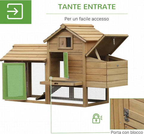 Pollaio-Prefabbricato-in-Legno-per-2-Galline-con-Recinzione-e-Nido-per-Cova,-150.5x54x87cm-BG7D51-108BG7
