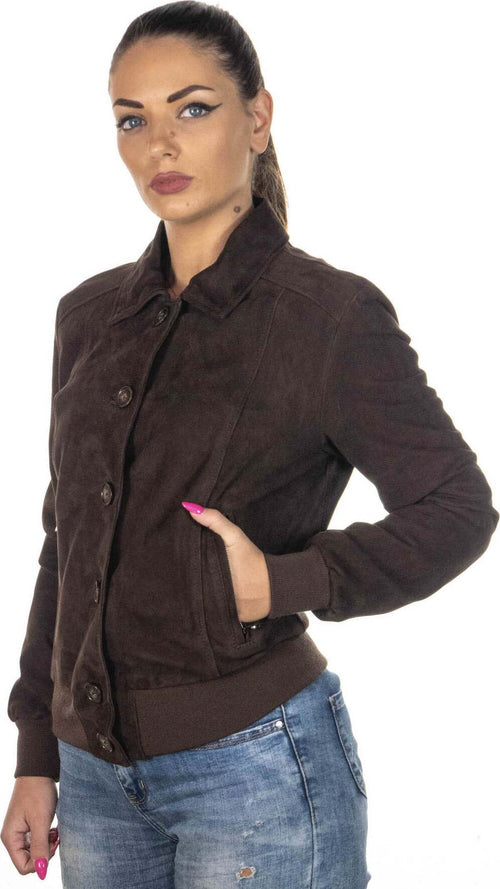 Polo---Bomber-Donna-Testa-di-Moro-in-vera-pelle-camoscio